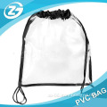 Clear PVC Bag With Drawstring Black Edge
